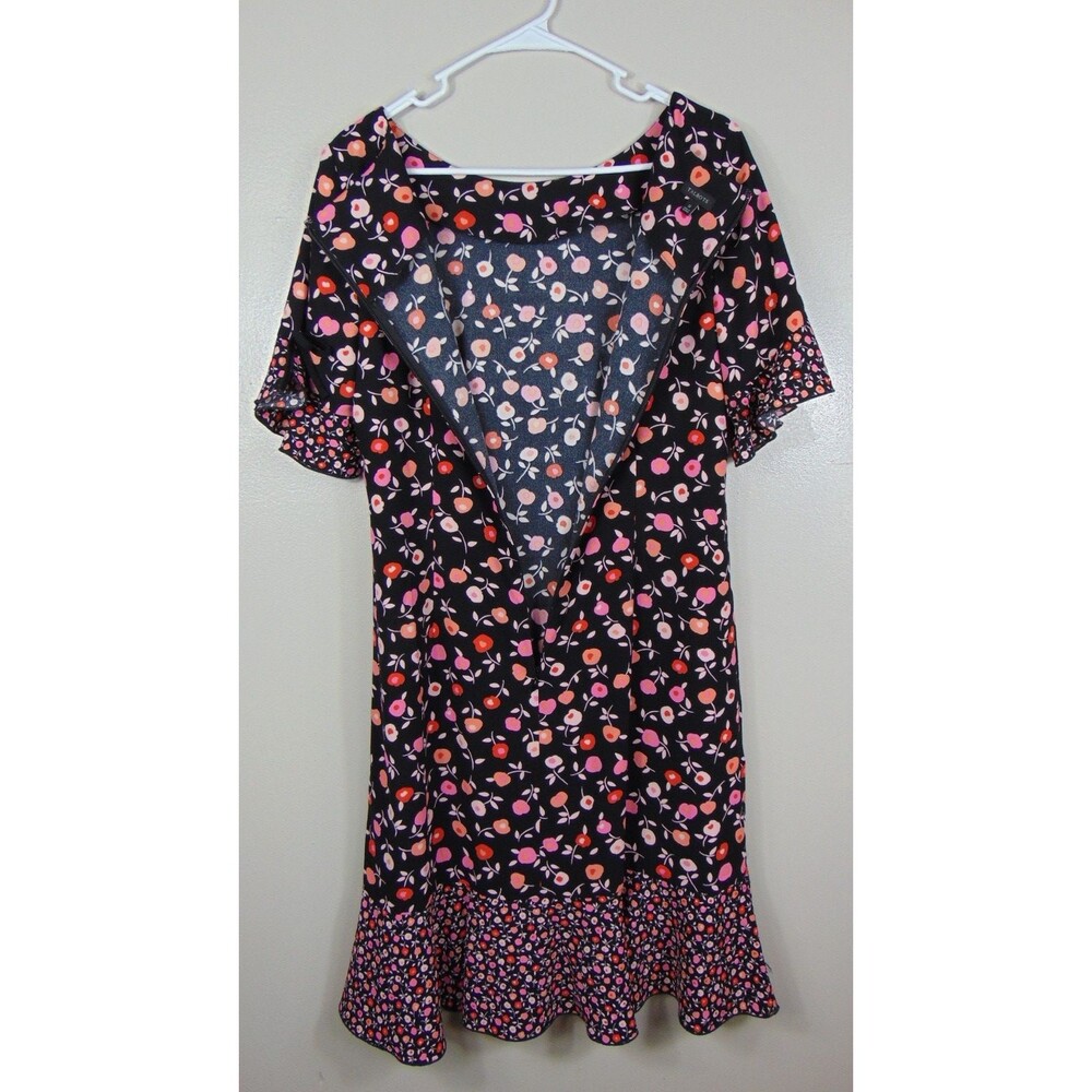 Talbots Floral Shift Dress Womens Size 12 Flutter Sleeve w/Bow Detail Ditsy Knee - Picture 5 of 9